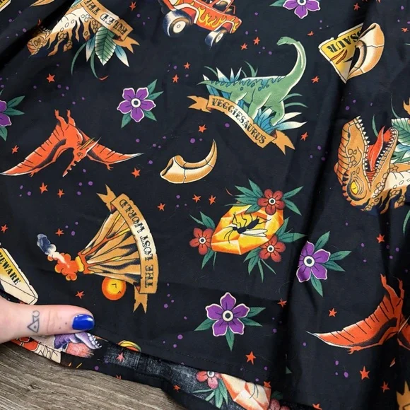 Dangerfield Jurassic Park Lost World Dinosaur Print Cotton Mini Dress Size 14 - Picture 4 of 9